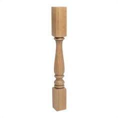 a tall wooden candle holder on a white background with clippings to the bottom