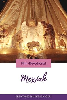 a nativity scene with the words, mini - devotional mesiah on it