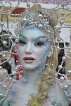 Mermaid extreme Carnaval Make-up, Pearl Makeup, Siren Costume, Halloween Mermaid, Taunton Somerset, Mermaid Pearl, Mermaid Parade, Costume For Women, Theatrical Makeup