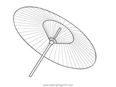 an umbrella is shown in black and white with lines on the top, as if it were drawn by hand