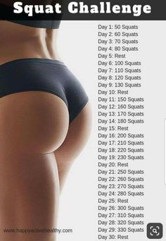 Squat Challenge, Buttocks Workout, Quick Workout Routine, Trening Fitness, Workout Without Gym, Body Workout Plan, Fitness Challenge, Trening Abs, Trening Pilates