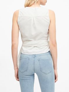 Linen-Cotton Wrap Top | Banana Republic Chic Cotton Wrap Top, Cotton Wrap Top For Summer, Fitted Cotton V-neck Wrap Top, Chic Cotton Wrap Top For Summer, Summer Cotton V-neck Wrap Top, Chic Cotton Wrap Top For Spring, Versatile Wrap Tops For Summer, Fitted Casual Wrap Top For Summer, Casual Wrap Top For Day Out