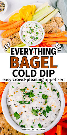 Easy Cold Everything Bagel Dip! Healthy Dip Recipes. Appetizer Recipes For Kids, Healthy Easy Appetizers, Easy Potluck Appetizers, Party Dips Easy Crowd Pleasers, Finger Foods Appetizer Recipes, Bagel Seasoning Recipe, Everything Bagel Dip, Healthy Veggie Dip, Dill Vinaigrette