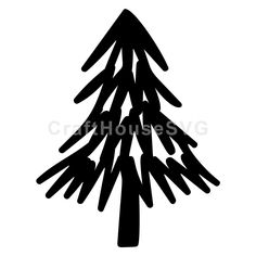 a black and white silhouette of a pine tree