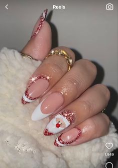 Santa Nails, Winter Nails Acrylic, Nail Swag, New Year's Nails