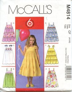 McCall's Sewing Pattern M4814 Child's Girls Summer Dresses Size  4 5 6 Uncut #McCallsEasystitchnSave Sundress Sewing Patterns, Summer Dress Patterns, Toddler Girl Summer, Girls Sundress, Girl Dress Pattern, Jumper Patterns, Mccalls Sewing Patterns, Childrens Dress, Simplicity Sewing