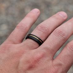 6 mm Black Rose Gold Wedding Ring | Thorum Mens Wedding Rings Unique, Wedding Bands For Him, Anodized Titanium, Mens Gold Wedding Band, Wood Ring Box, Black Wedding Band, Grand Junction, Black Tungsten, Leather Ring