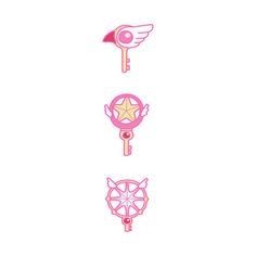 three pink keys with wings and a star in the middle, on top of each other