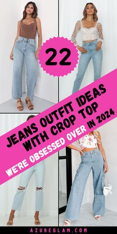 "14 Versatile Crop Tops Outfit Ideas for Day to Night Looks" Power Dressing Women, Jeans And Crop Top Outfit, Outfit Ideas With Converse, Dark High Waisted Jeans, Jeans Outfit Ideas, Chiffon Crop Top, Flare Bottoms