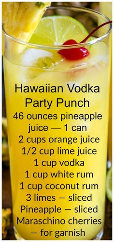 Hawaiian Party Punch, Easy Alcoholic Drinks, Easy Punch Recipes, Easy Punch, Alla Vodka