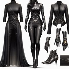 Female Assassin Outfits, Black Homecoming Dresses, Spy Outfit, Vestidos Anime, Warrior Outfit, Dress Design Drawing, Super Hero Outfits, Concept Clothing, Fashion Drawing Dresses