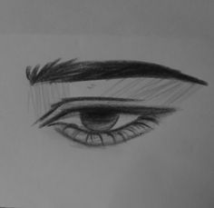 a pencil drawing of an eye with long lashes