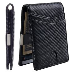 Stylish Men's Wallet With Money Clipthe Classic Carbon Black Wallets For Men Are Noble And Stylish, Which Is An Ideal Choice For Men. It Can Be Stored In The Front Of The Pocket, Making It More Convenient For You To Access. The Mens Wallet Comes With Stainless Steel Money Clip For Holding Change To Prevent It From Being Lost. Large Capacity With Id Windowthe Mens Slim Wallet Comes With 12 Card Slots For Holding 15 Cards Easily, Which Is Great For Carrying Business Cards, Credit And Debit Cards, Black Rectangular Wallet With Belt Clip, Black Bifold Card Holder For Business, Black Rfid Blocking Wallet For Business, Black Card Holder With Card Slots, Mens Slim Wallet, Wallet With Money, Slim Wallet Men, Wallets For Men, Wallet For Men