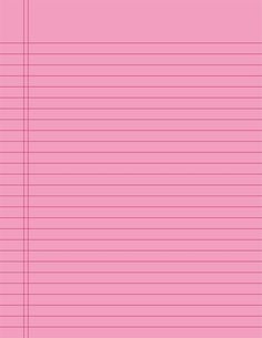 a pink lined paper with lines on it