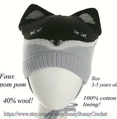 ♥♥MADE IN RUSSIA FROM QUALITY WOOL YARN, HANDMADE DECORATED WITH  BEADS ♥♥  SUPER WARM and CUTE Fox Unisex Hat with 100% cotton lining will be perfect winter wear for 3-5 years old boys and girls.  This wool acrylic fox hat was knitted using a solid wool/acrylic blend yarn - 40% of wool, 30% of acrylic and 30% of viscose.  This adorable animal knit hat with earflaps has 100% COTTON LINING that is breathable, very soft to the skin, keeps warmth at the cold weather and protects from the cold wind. Fox Hat, Crochet Knit Hat, Fox Ears, Beanie Cap, Hat Beanie, Cute Fox, Toddler Kids, Kids Hats, Knit Hat