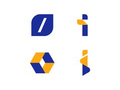 four different logos designed to look like they are made out of overlapping lines and shapes