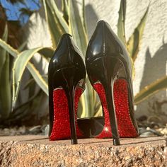 These Are Brand New Unworn And In Perfect Condition! Greats For Weddings, Prom, Special Occasions, Etc. I Have Custom Blinged These Heels With Red Crystals. They Are Beautiful In The Sun And A True Head Turner! Red Bottom Pumps, Coach Shoes Women, Hot Pink Pumps, Red Bottom Heels, Black High Heel Sandals, Suede High Heels, Red Bottom, Snakeskin Heels, Pink Pumps