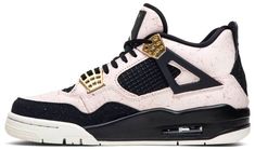 The Air Jordan 4 Retro ‘Splatter’ showcases unexpected details and an unconventional combination of colors. The retro silhouette features a pinkish hue on is leather upper . embellished with fine drip lines throughout. Metallic gold eyelets are contrasted by hits of black on the toe wrap and heel panel . both of which are covered [...] Womens Jordan 4, Nike Air Jordan 4 Retro, Nike Air Jordan 4, Red Jordans, Air Jordan 9, Jordan 10, Jordan 8, Jordan 2, Jordan 4 Retro