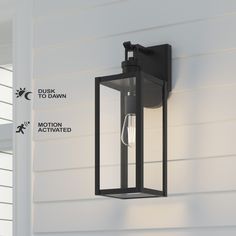 an outdoor light on the side of a house with instructions to install and maintain it