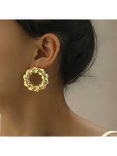 Gold  Collar  Copper Alloy   Embellished   Women Fashion Jewelry Date Wear, Women Stud Earrings, Vintage Drop Earrings, Gold Collar, Kids Sleepwear, Maquillaje De Ojos, Colorful Leggings, All Fashion, Women Clothes Sale