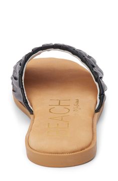 A pleated leather strap lends effortless texture to this laid-back sandal ready for warm weather. Leather upper/synthetic lining and sole Imported Summer Sandals With Adjustable Strap In Synthetic Material, Beach Sandals With Adjustable Strap In Synthetic Material, Beach Sandals With Adjustable Strap, Synthetic Sandals With Adjustable Strap For Beach, Vacation Sandals With Adjustable Strap And Synthetic Material, Adjustable Strap Synthetic Sandals For Vacation, Adjustable Strap Synthetic Sandals For Beach, Synthetic Sandals With Textured Sole For Vacation, Vacation Sandals With Textured Sole And Synthetic Material