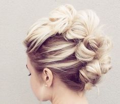 Bubble Braid Updo Short Hair, Uo Do Hairstyles Wedding, Mowhak Hairstyle Short Hair, Mohawk Bridal Hairstyles, Bridesmaid Hairstyles Mohawk, Bridal Mohawk Updo, Mohawk Updo Wedding Faux Hawk Hairstyles, Fancy Faux Hawk Updo, Long Hair Mohawk Updo Faux Hawk