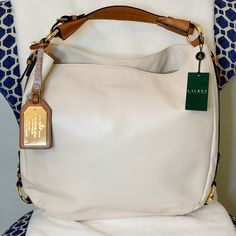 Beautiful Brand New Ralph Lauren Bag With Tags! 100% Quality Leather, Never Used. Has Short Handle, Spacious Interior. Great For Everyday Use. Ralph Lauren Bag, Rhinestone Jacket, Ralph Lauren Purses, Ralph Lauren Bags, Zara Mini, Ralph Lauren Leather, Vintage Blanket, Hobo Purse, White Handbag