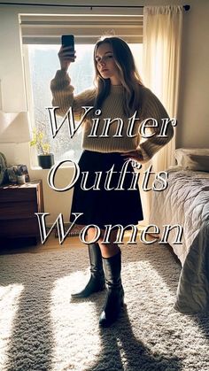 Casual Winter Outfits For Women, Winter Outfits For Women, Corduroy Pinafore, Corduroy Pinafore Dress, Winter Skirt Outfit, Baddie Outfits Ideas, Ootd Ideas, Winter Skirt, Mode Ootd