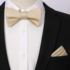 Bow down to the Groomsman Champagne Bow Tie of the season, is a shining example of awesome taste, seamlessly marrying sophistication and elegance. Formal bow ties are ideal for weddings and dinner receptions but are also perfect with a suit at work. Tie closure Hand Wash Only Bow ties : 4.3 x 2.7 inches(11.0 x 6.8 cm); For neck size(Adjustable): 13-19 inches(32-43 cm); Total length: 39.4 inch(100 cm); Handkerchief size: 10 x 10 inches(25 x 25 cm) Crafts: jacquard woven bow tie Material: 70% Silk Gold Bow Tie For Business, Groomsman Champagne, Elegant Beige Tuxedo For Formal Occasions, Elegant Beige Formal Tuxedo, Gold Bow Tie For Formal Occasions, Classic Gold Bow Tie For Business, Gold Classic Bow Tie For Business, Classic Solid Color Bow Tie For Wedding, Elegant Gold Tuxedo For Party