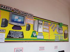 a bulletin board with computer parts on it