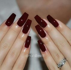 Maroon Nail, Unghie Sfumate, Maroon Nails, Red Acrylic Nails, Burgundy Nails, Red Nail, Hot Nails, Fabulous Nails, Classy Nails