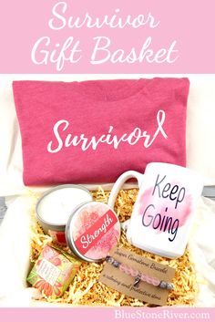 the survivor gift basket is filled with personalized items for someone's special occasion