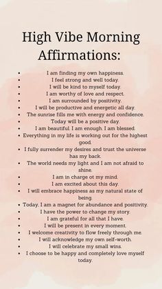 the poem high vibe morning affirmations