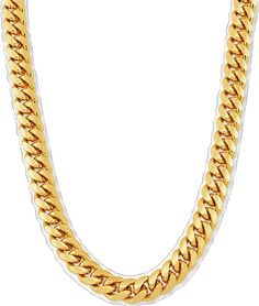 Luxury Gold-tone Figaro Chain Necklace, Luxury Yellow Gold Curb Chain Necklace, Formal Gold Cuban Link Necklace, Yellow Gold Cuban Link Chain Necklace, Yellow Gold Curb Chain Link Necklace, Luxury Gold Plated Chain Necklace With Solid Link, Luxury Jewelry With Cuban Link Cable Chain, Luxury Gold-plated Chain Necklace With Solid Link, Luxury Figaro Chain Link Necklace