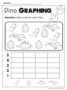 the dinosaur graphing worksheet for kids to practice their numbers and counting skills