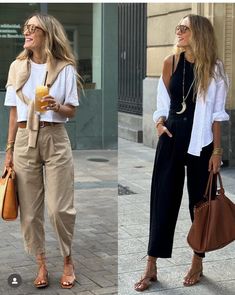 Summer Khaki Wide-leg Pants, Wide-leg Linen Cargo Pants For Work, Beige Pants Outfit Summer, Neutral Wide-leg Pants For Summer, Chic Wide-leg Summer Cargo Pants, Black Wide Leg Pants For Beach, Spring Season, White Outfits For Women, Casual Chic Outfits, Look Boho Chic