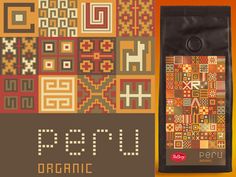 a bag of organic coffee next to an orange background with the words organic on it