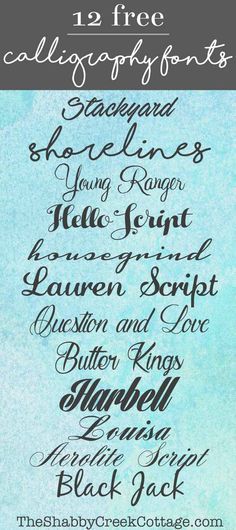 the 12 free calligraphy font styles