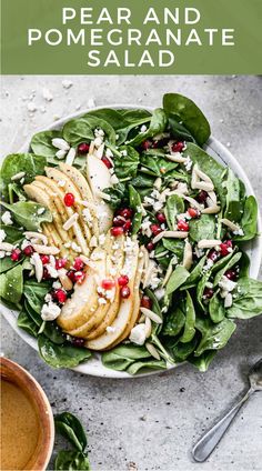 A vibrant Pomegranate and Pear Salad with fresh greens, juicy pomegranate seeds, and sliced pears, served in a festive holiday bowl. Pear Recipes Healthy, Pear And Pomegranate Salad, Pear Pomegranate Salad, Pomegranate And Feta Salad, Fresh Pear Recipes, Salad For Fall, Healthy Autumn, Salad With Pomegranate, Pear Salad Recipes