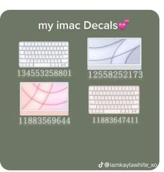 a computer keyboard and mouse are shown with the words, my imac decals