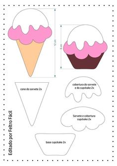 the paper cupcake is cut out and ready to be made into an ice cream cone