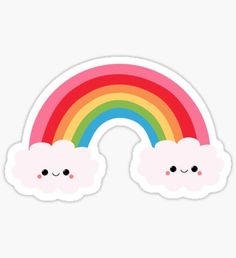 a rainbow with two clouds sticker