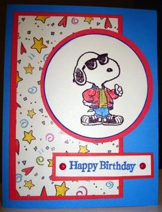 a happy birthday card with a cartoon character wearing sunglasses and holding a cupcake in his hand