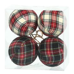 The Holiday Aisle® 6" Red and Black Fabric Plaid Ball Ornament, 2 per box. | The Holiday Aisle® Round Plaid Ball Ornament Plastic in Black / Red / White | 6 H x 12 W x 6 D in | Wayfair Red And Black Fabric, Plaid Flannel Fabric, Family Christmas Party, Diy Balloon, Plaid Christmas Tree, Red Plaid Flannel, Christmas Sleigh, Fabric Ornaments, Christmas Ornaments Homemade