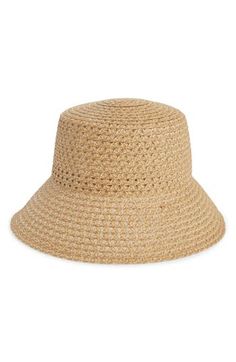 This essential bucket hat is woven from lightweight straw for a breezy look that keeps the sun's rays out of your eyes. Straw Spot clean Imported Packable Short Brim Bucket Hat For Vacation, Packable Bucket Hat With Short Brim For Vacation, Summer Travel Bucket Hat With Visor, Summer Bucket Hat With Upf 50+ Sun Protection, Packable Straw Bucket Hat For Beach Season, Packable Bucket Hat For Vacation, Summer Visor Bucket Hat For Beach Season, Casual Straw Bucket Hat For Warm Weather, Packable Summer Hat In Natural Color