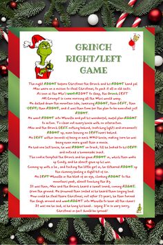 a christmas letter to the grinch rightlet game with candy canes and candies