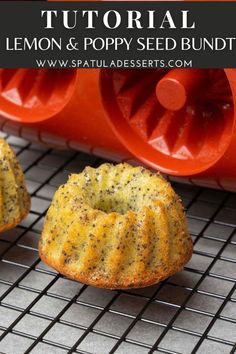 lemon poppy seed bundts on a cooling rack