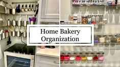 the kitchen is organized with jars and utensils