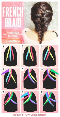 How to Fren How to French braid Easy French Braid, French Braids Tutorial, Wavy Hairstyles Tutorial, French Braids, Daily Hairstyles, Braid Tutorial, Braid Hair, Penteado Cabelo Curto