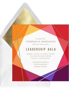 a colorful card with gold foil on it and the words, company & associates for the individual